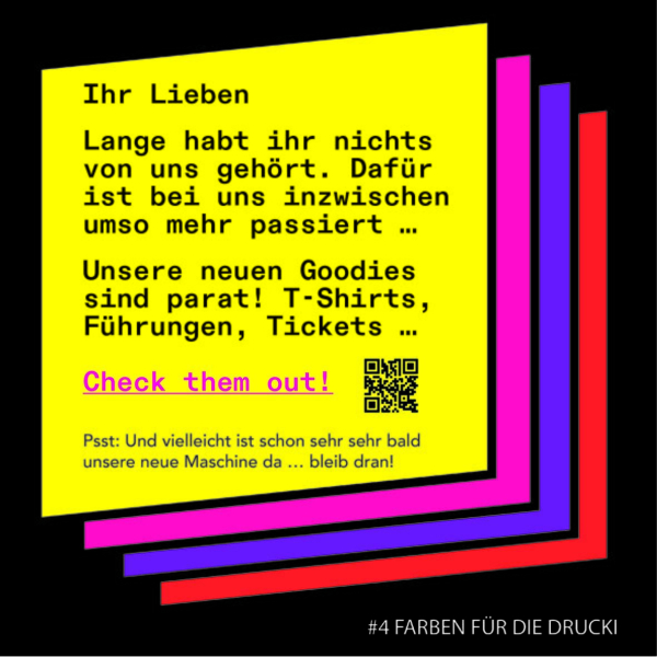 Neue Goodies: T-Shirts, Führungen, Tickets …