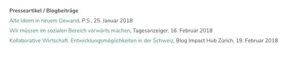 Öffentlichkeit für "Kollaborativ Wirtschaften": Presseartikel und Lesungen
