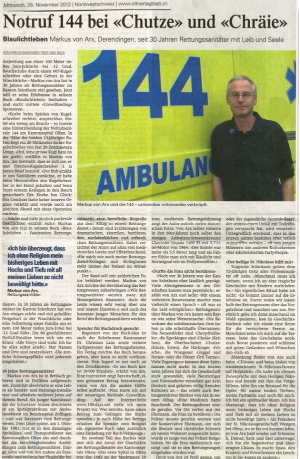 Artikel im Oltner Tagblatt, 28.11.12